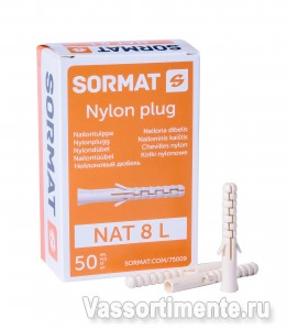 Дюбель 10х80 NAT L нейлоновый Sormat (25 штук в упаковке)